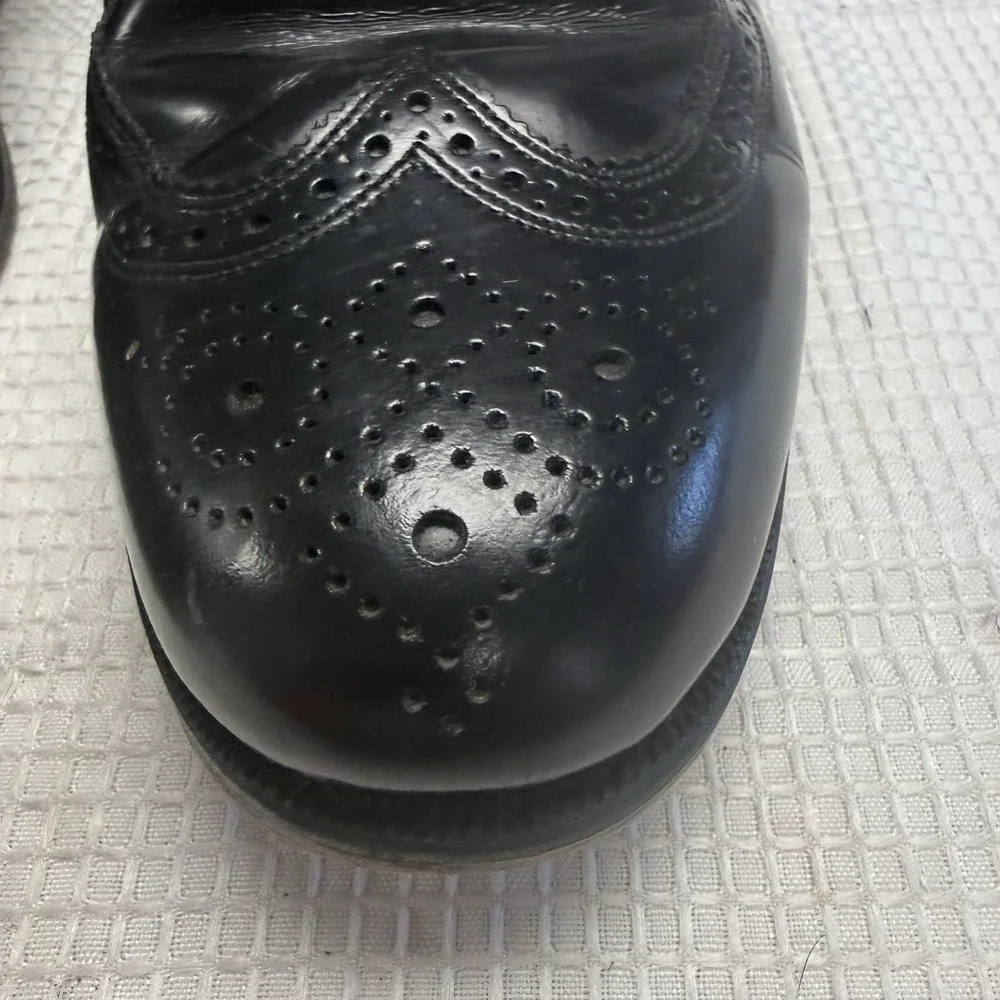 Florsheim Wingtip Oxford Black Leather Dress Shoes Mens Size 9.5 3E (Extra Wide)